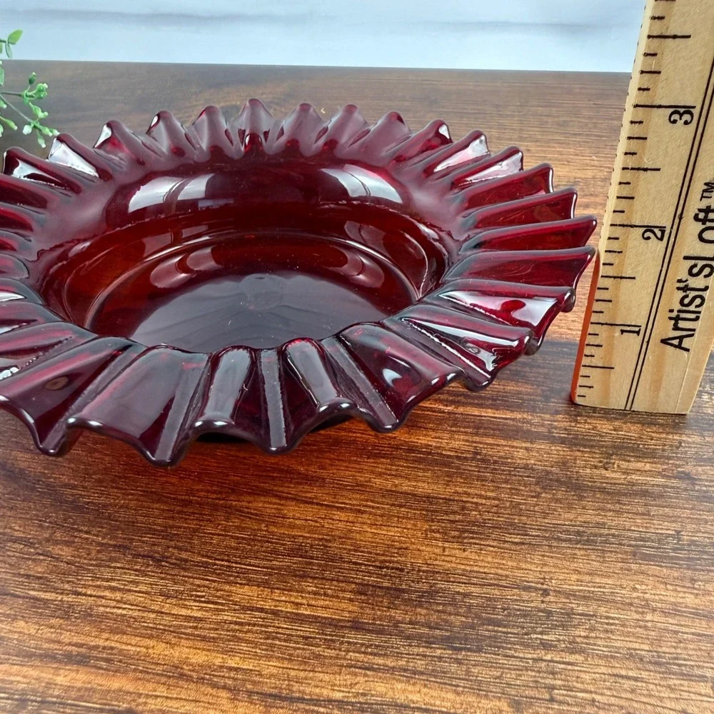 Blenko 420 Ruby Ruffled Art Glass Pre-Designer Plate